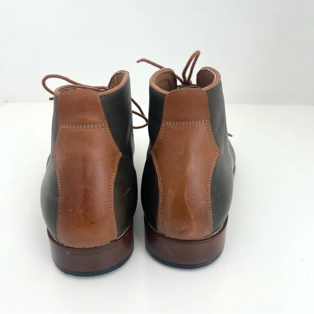 Penny Luck Visionary Leather Lace Up Olive Green Tan Chukka Dress Boots Size 11